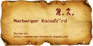 Marberger Kocsárd névjegykártya